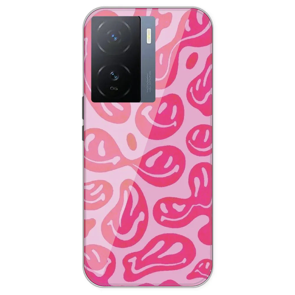 Pink Smilies - Printed Silicone Case For IQOO Z7