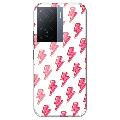 Pink Lightning Bolts - Clear Printed Silicone Case For IQOO Z7
