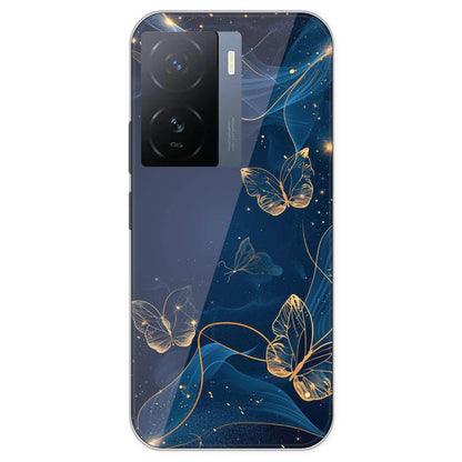 Blue With Gold Butterflies - Printed Silicone Case For IQOO Z7