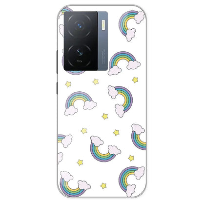 Rainbow With Clouds - Clear Printed Silicone Case For IQOO Z7