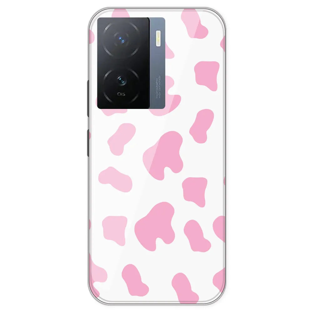 Pink Cow Print - Clear Printed Silicone Case For IQOO Z7 