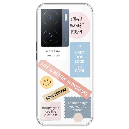 Be Happy - Clear Printed Silicone Case For IQOO Z7