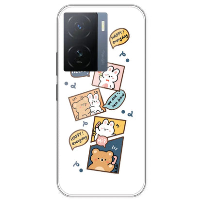 Happy Rabit And Bear - Clear Printed Silicone Case For IQOO Z7