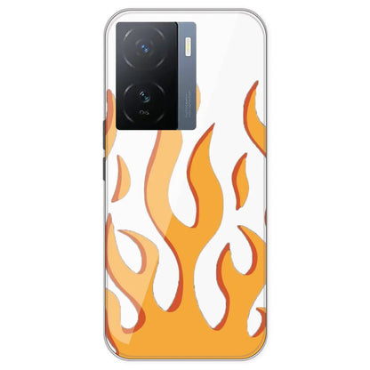 Orange Flames - Clear Printed Silicone Case For IQOO Z7