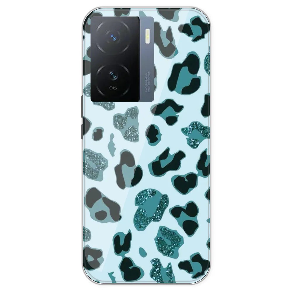 Blue Leopard Glitter Print - Printed Silicone Case For IQOO Z7