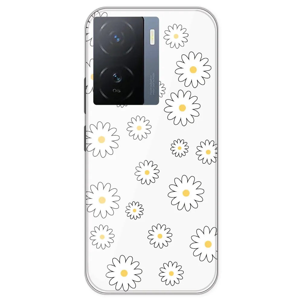 White Flowers - Clear Printed Silicone Case For IQOO Z7
