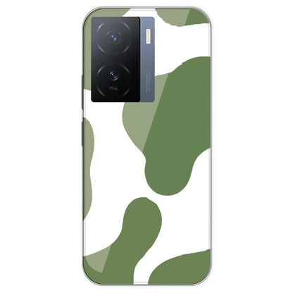 Olive Green Cow Print - Clear Printed Silicone Case For IQOO Z7