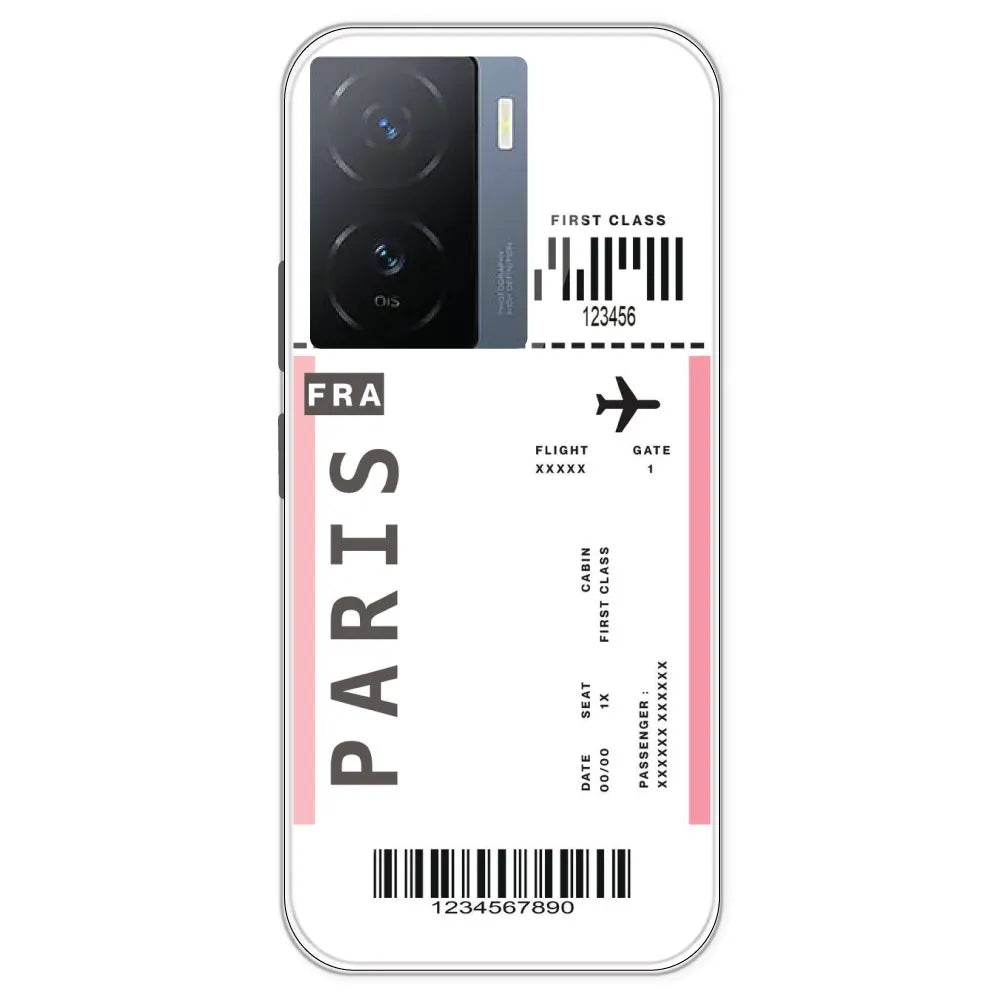 Paris Ticket - Clear Printed Silicone Case For IQOO Z7