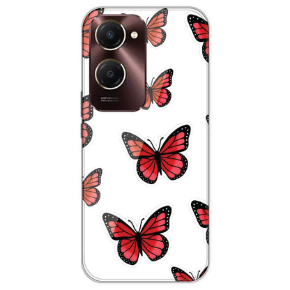 Red Butterfly - Clear Printed Silicone Case For IQOO Z9 Lite