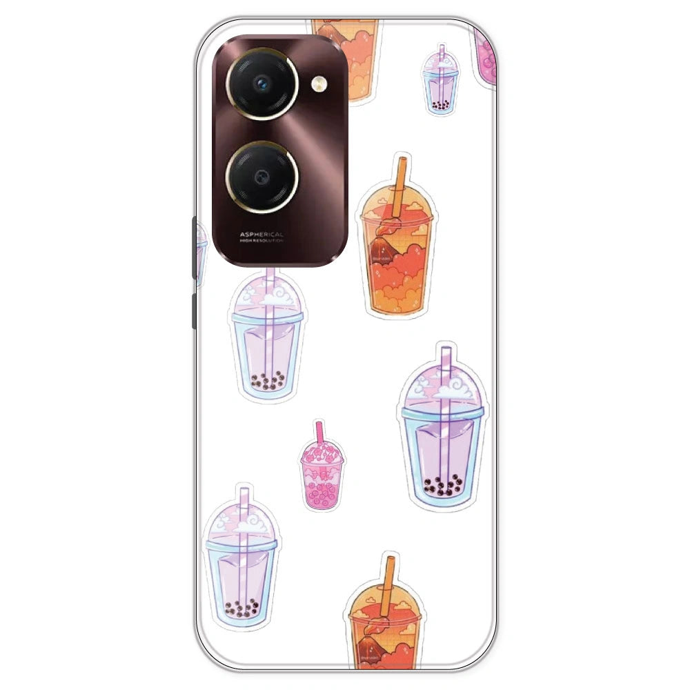 Bubble Tea - Clear Printed Silicone Case For IQOO Z9 Lite