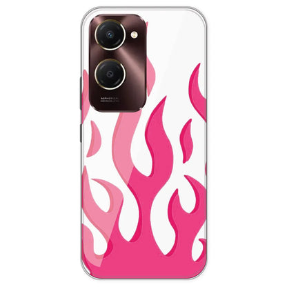Pink Flames - Clear Printed Silicone Case For iQOO Z9 Lite