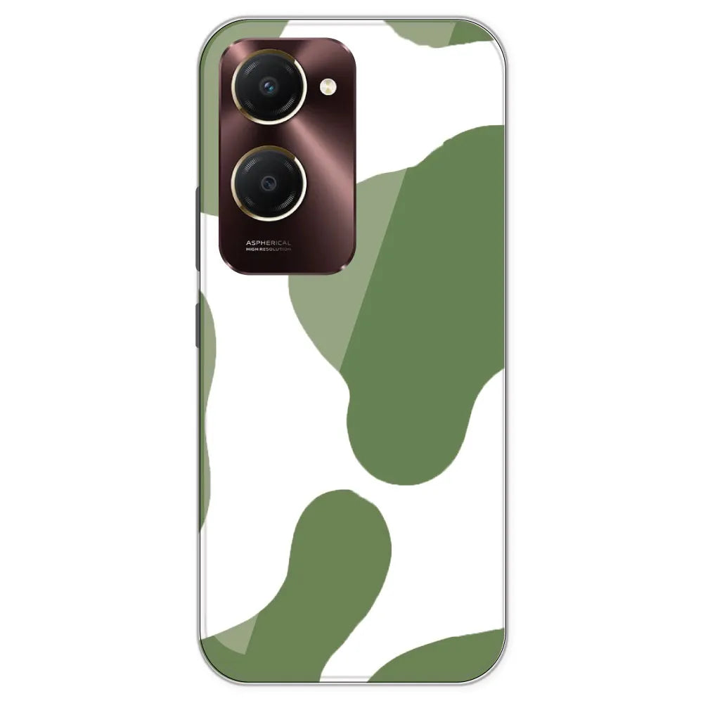 Olive Green Cow Print - Clear Printed Silicone Case For IQOO Z9 Lite