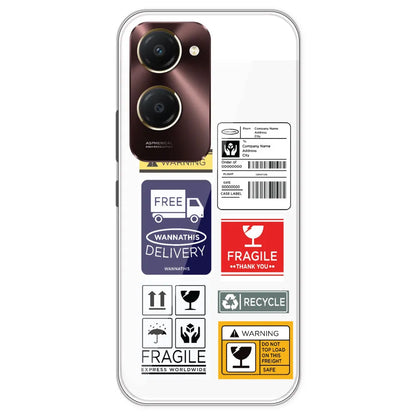 Caution Labels - Clear Printed Silicone Case For IQOO Z9 Lite
