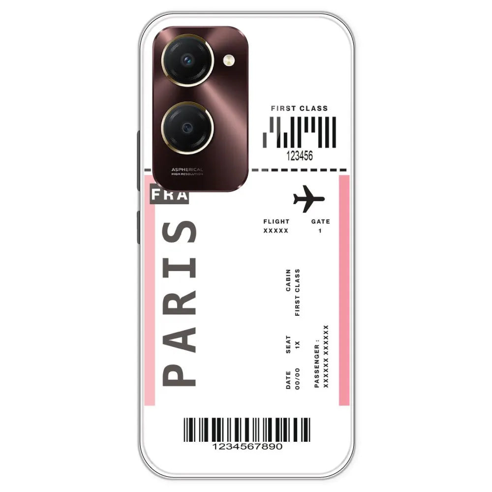 Paris Ticket - Clear Printed Silicone Case For IQOO Z9 Lite