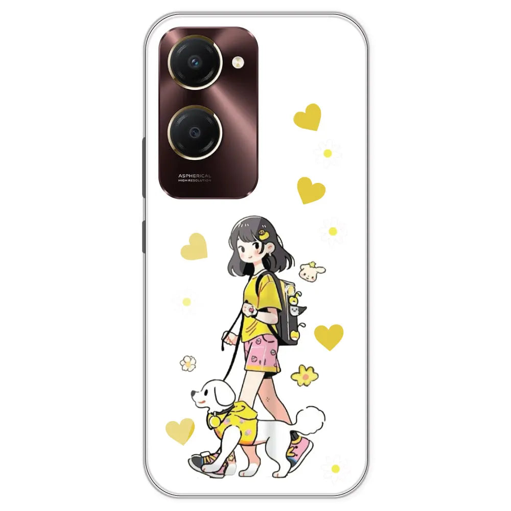 Yellow Girl And Dog - Clear Printed Silicone Case For IQOO Z9