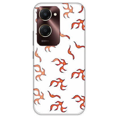 Orange Mini Flames - Clear Printed Silicone Case For IQOO Z9 Lite