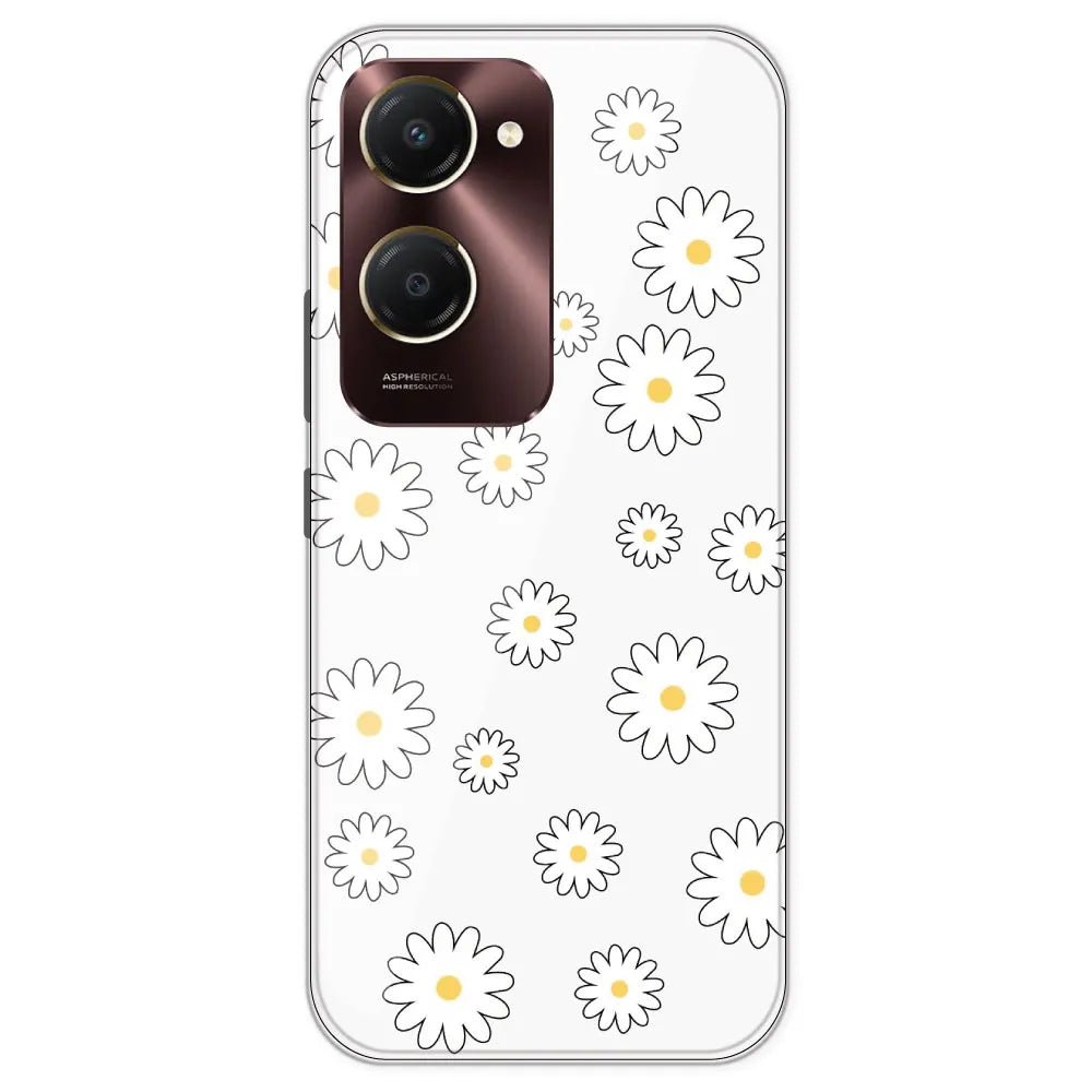 White Flowers - Clear Printed Silicone Case For IQOO Z9 Lite