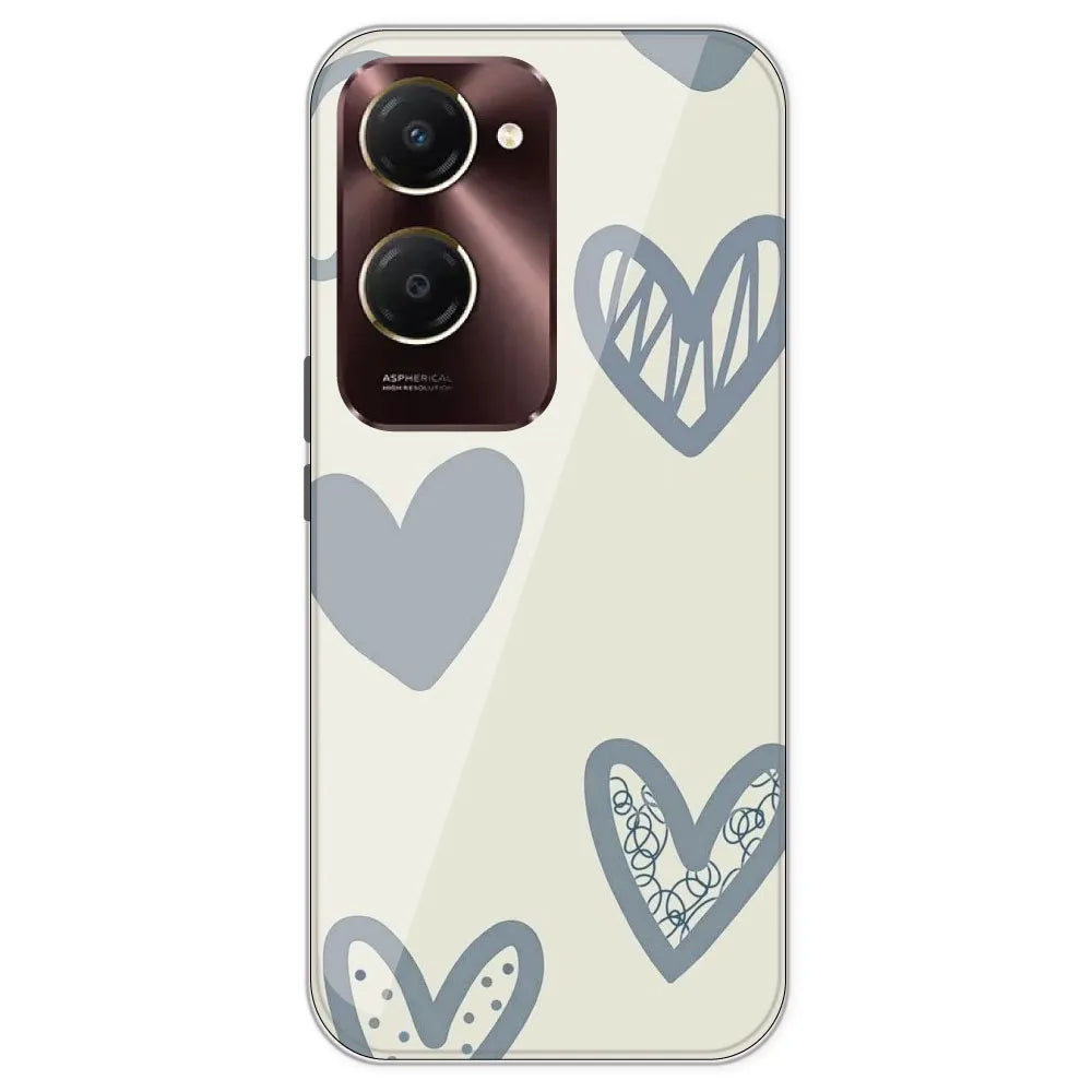 Light Blue Hearts - Printed Silicone Case For IQOO Z9 Lite
