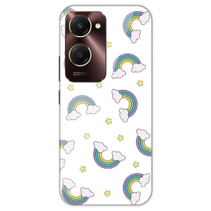 Rainbow With Clouds - Clear Printed Silicone Case For IQOO Z9 Lite