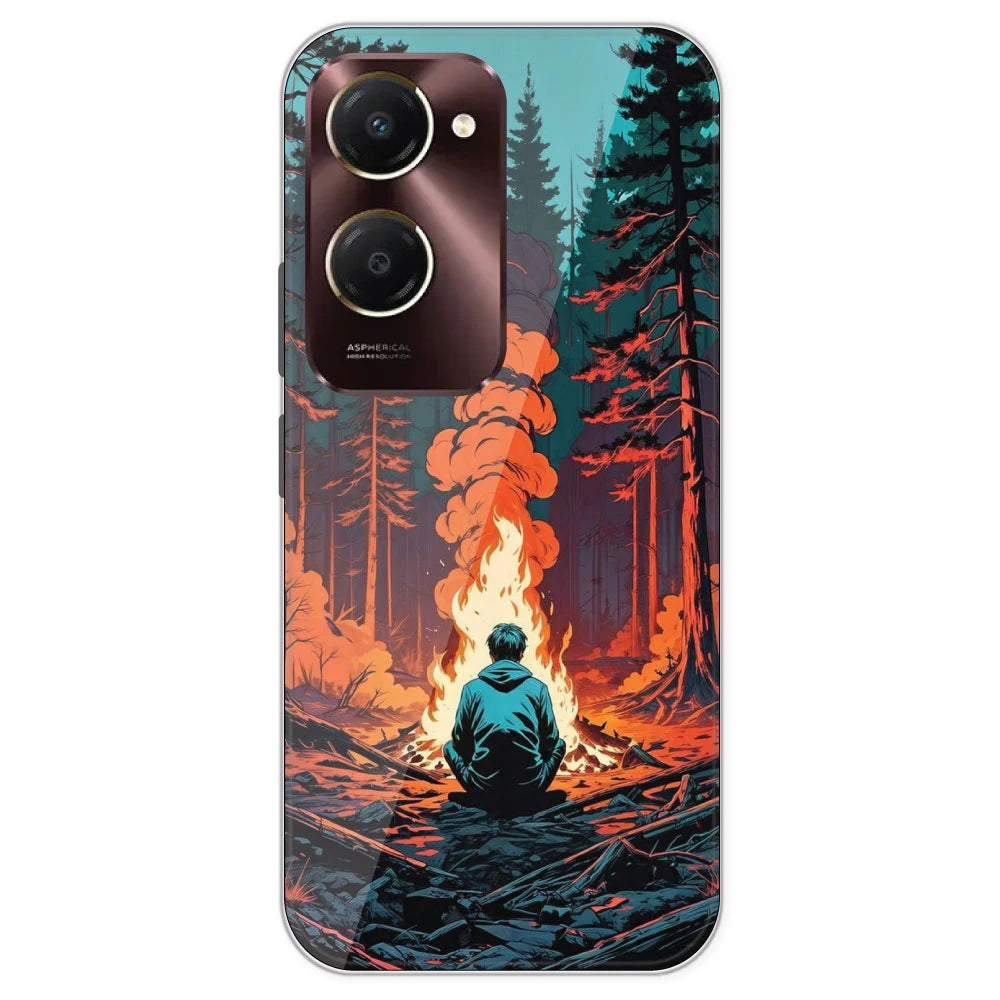 Boy With Camp Fire - Printed Silicone Case For IQOO Z9 Lite