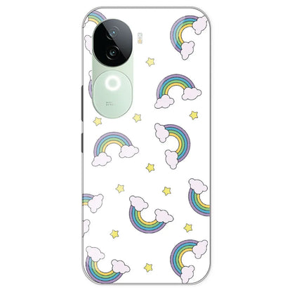 Rainbow With Clouds - Clear Printed Silicone Case For IQOO Z9