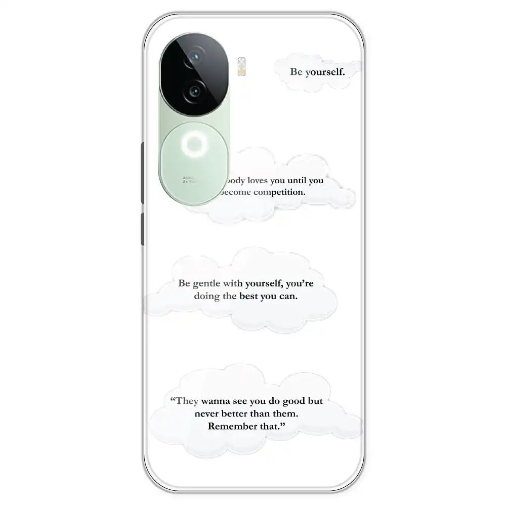 Quotes And Clouds - Clear Printed Silicone Case For iQOO Models