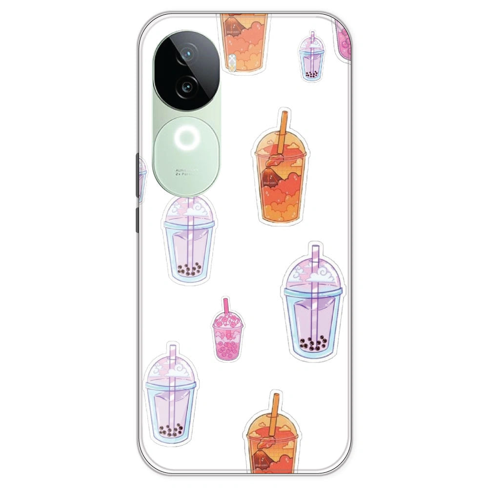 Bubble Tea - Clear Printed Silicone Case For IQOO Z9S