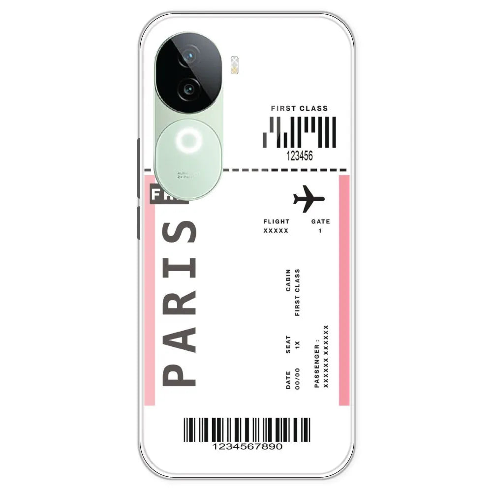 Paris Ticket - Clear Printed Silicone Case For IQOO Z9S