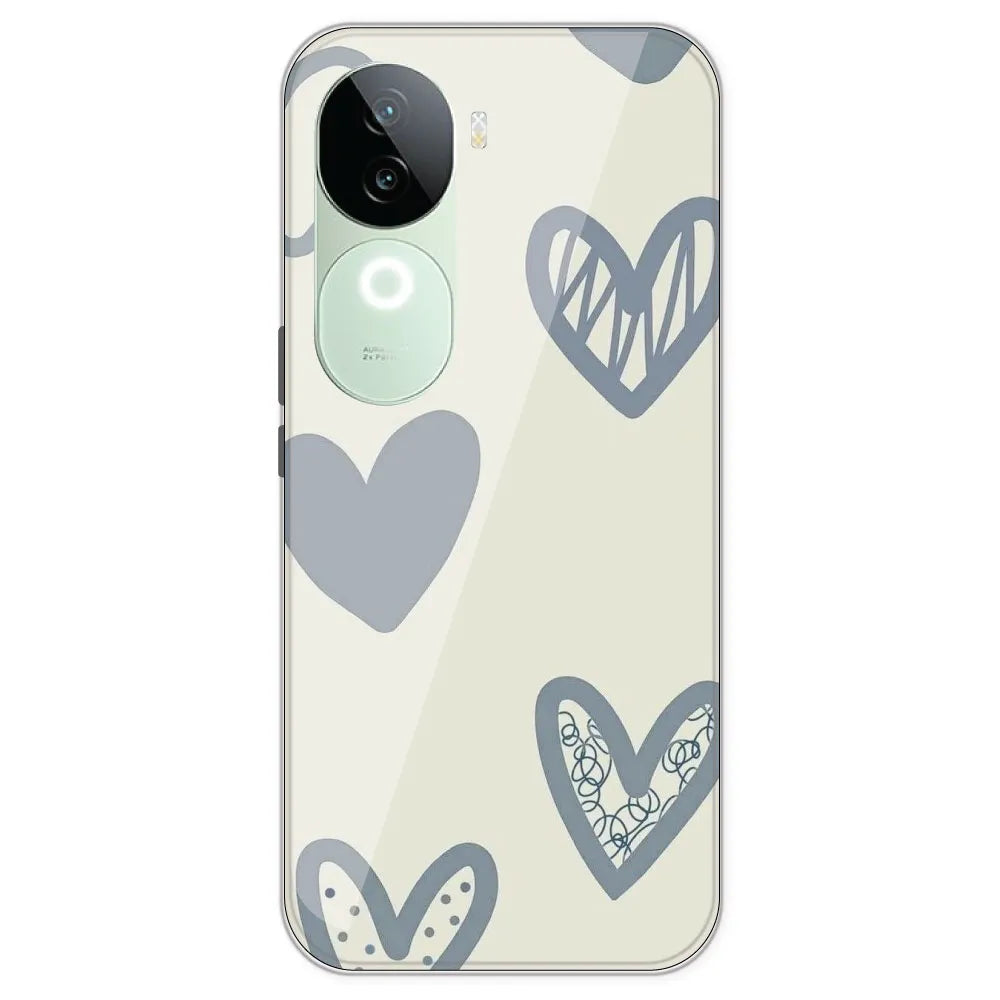 Light Blue Hearts - Printed Silicone Case For IQOO Z9S