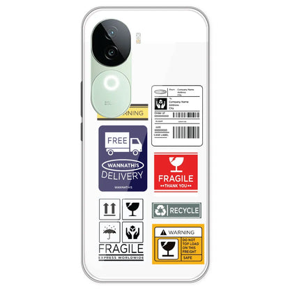 Caution Labels - Clear Printed Silicone Case For IQOO Z9S