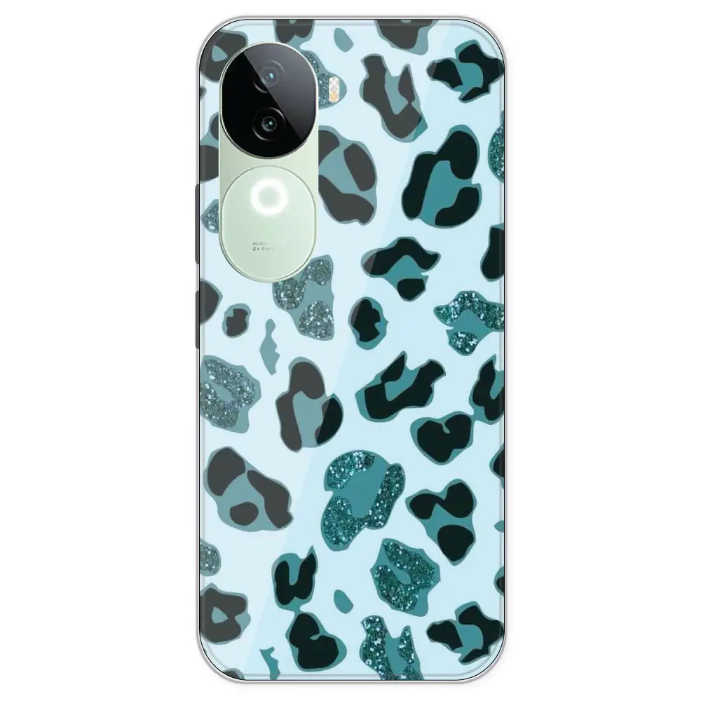 Blue Leopard Glitter Print - Printed Silicone Case For IQOO Z9S