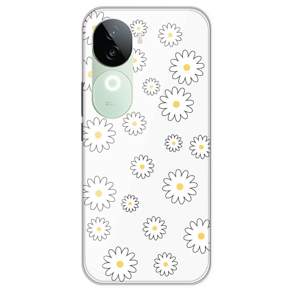 White Flowers - Clear Printed Silicone Case For IQOO Z9S