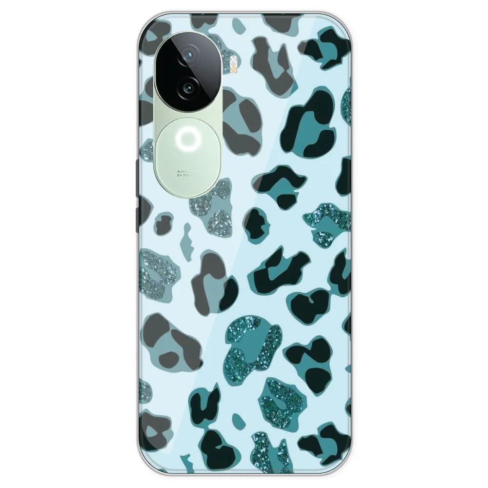 Blue Leopard Glitter Print - Printed Silicone Case For IQOO Z9S