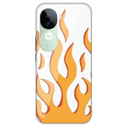 Orange Flames - Clear Printed Silicone Case For IQOO Z9S 5G