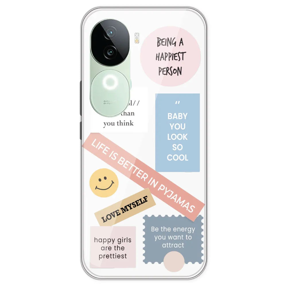 Be Happy - Clear Printed Silicone Case For IQOO Z9S