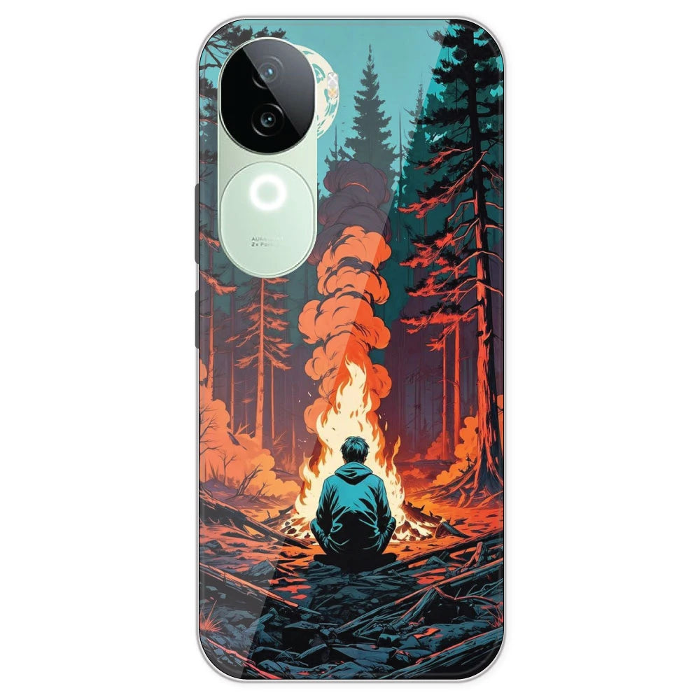 Boy With Camp Fire - Printed Silicone Case For IQOO Z9S