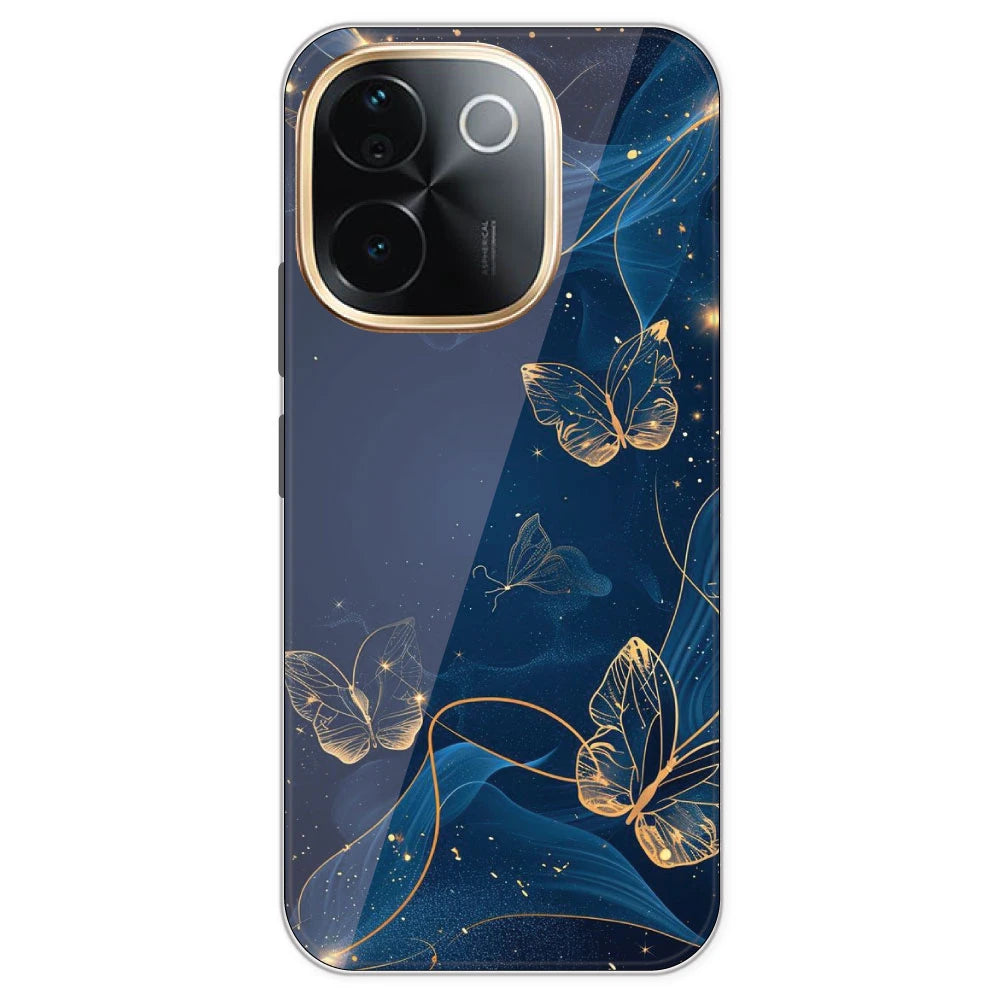 Blue With Gold Butterflies - Printed Silicone Case For IQOO Z9S Pro