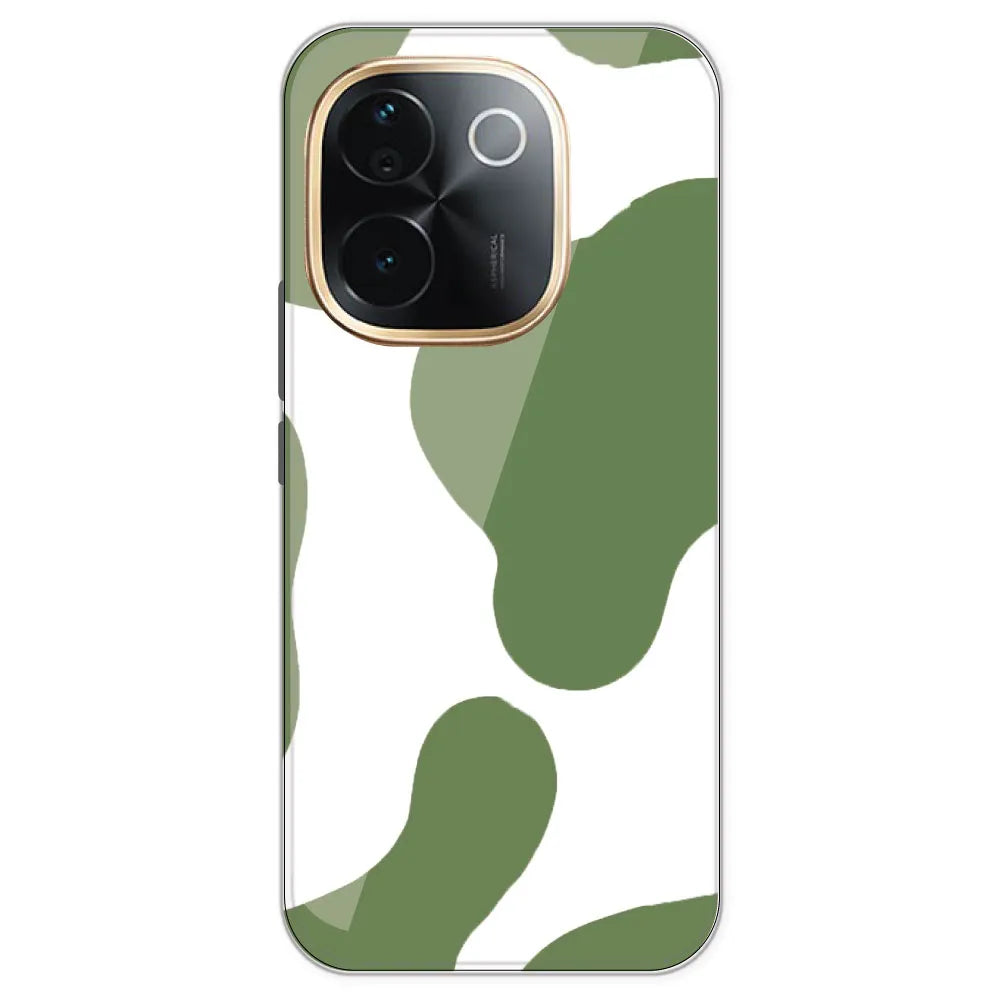 Olive Green Cow Print - Clear Printed Silicone Case For IQOO Z9S Pro