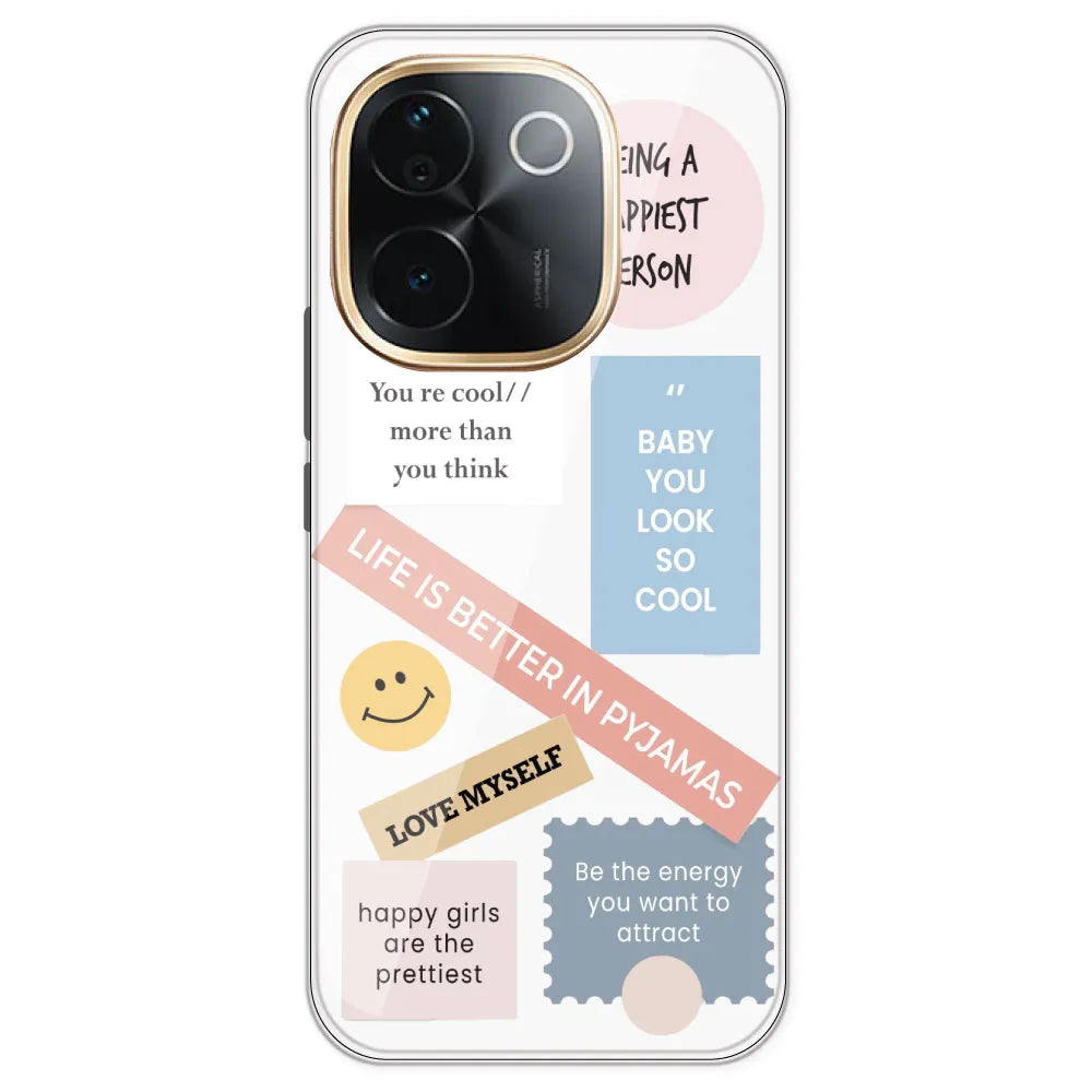 Be Happy - Clear Printed Silicone Case For IQOO Z9S Pro