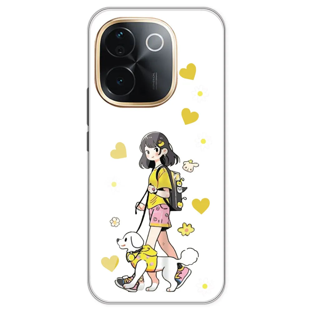 Yellow Girl And Dog - Clear Printed Silicone Case For IQOO Z9S Pro