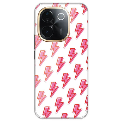 Pink Lightning Bolts - Clear Printed Silicone Case For IQOO Z9S Pro