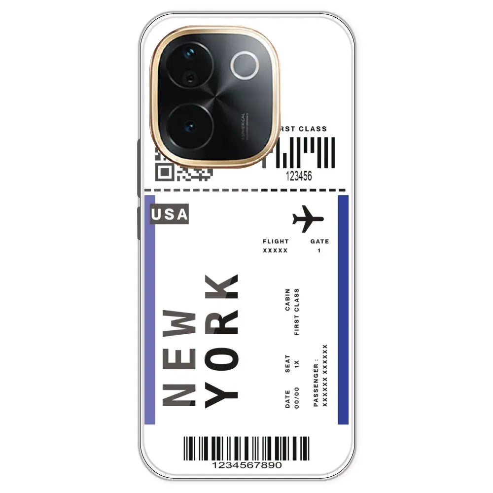 New York Ticket - Clear Printed Silicone Case For IQOO Z9S Pro