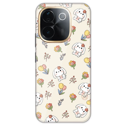 Cute Bunny And Flowers- Printed Silicone Case For IQOO Z9S Pro