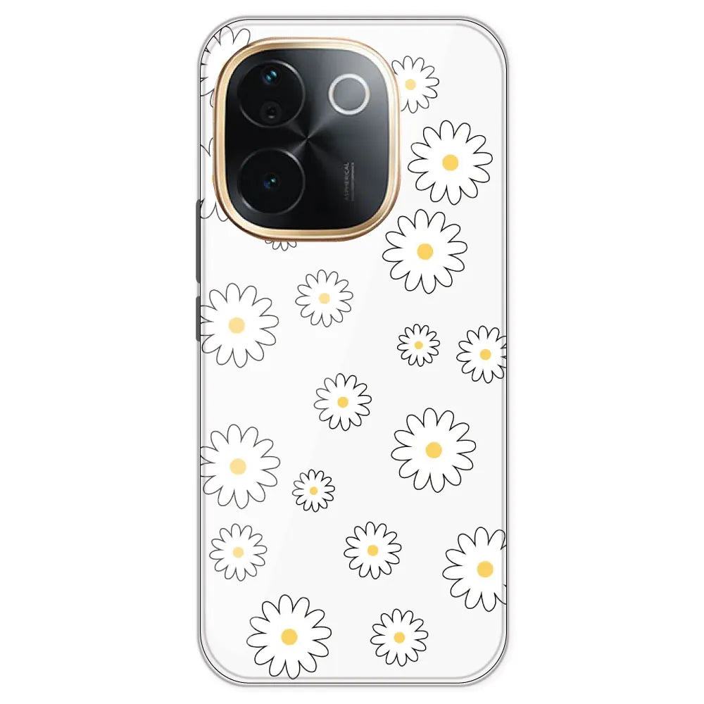 White Flowers - Clear Printed Silicone Case For IQOO Z9S Pro