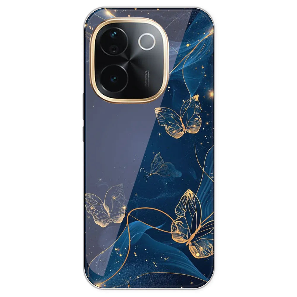 Blue With Gold Butterflies - Printed Silicone Case For IQOO Z9S Pro
