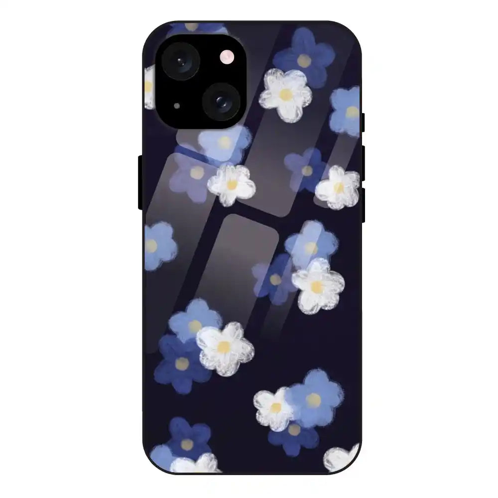 'Blue & White Floral - Glass Case For Apple iPhone 15 Plus