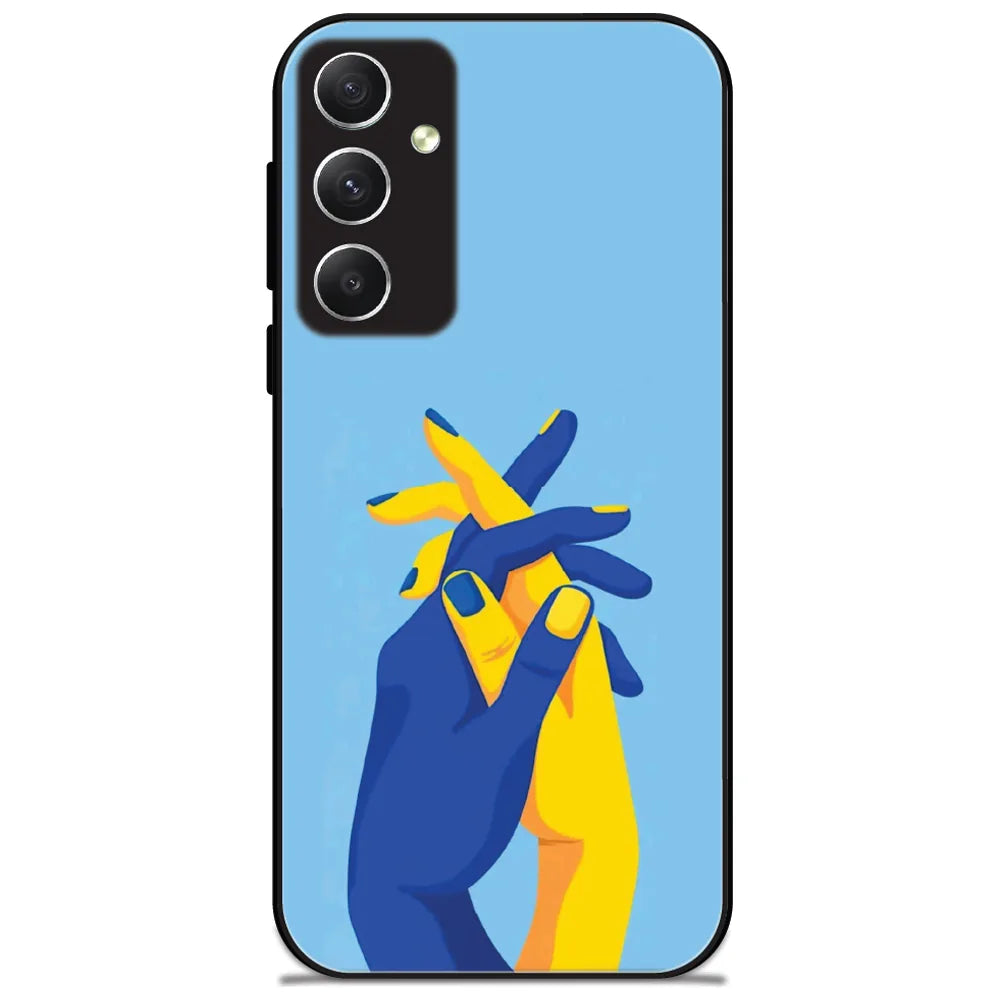 Intertwined Hands - Glossy Metal Silicone Case for Samsung Galaxy A34
