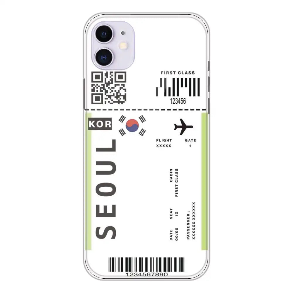 Seoul Ticket - Clear Printed Silicone Case For Apple iPhone 11