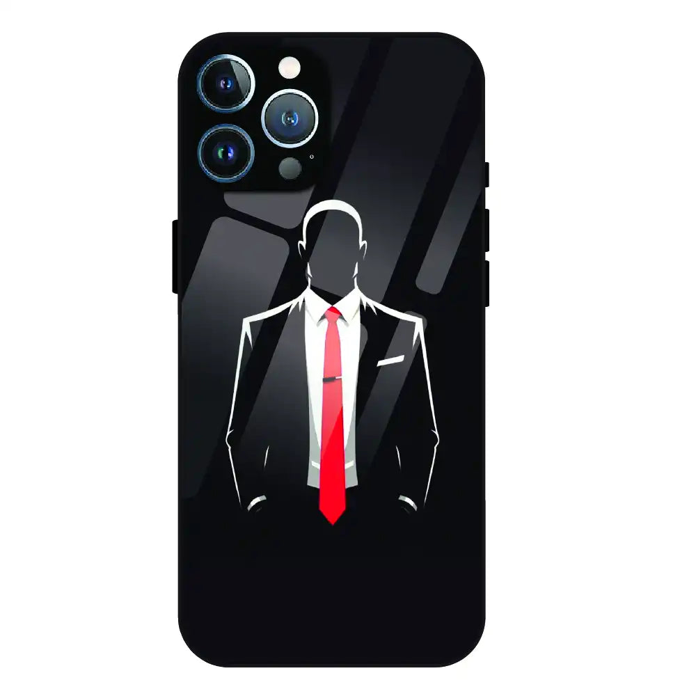 Red Tie Silhouette - Glass Case For Apple iPhone 11 Pro