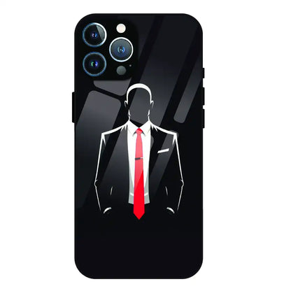 Red Tie Silhouette - Glass Case For Apple iPhone 11 Pro